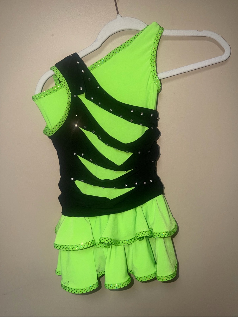 Weissman Neon Green and Black Dance Costume